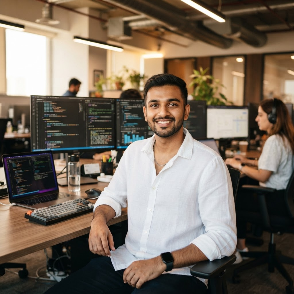 Lumnix software engineer working in the company office